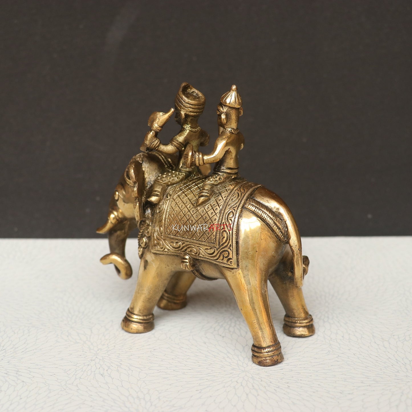 Brass Elephant with Two Royal Riders Superfine Article