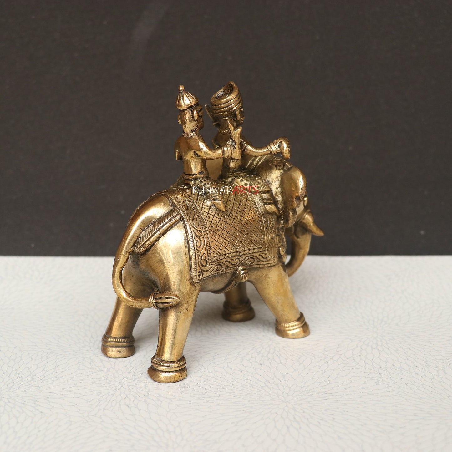 Brass Elephant with Two Royal Riders Superfine Article