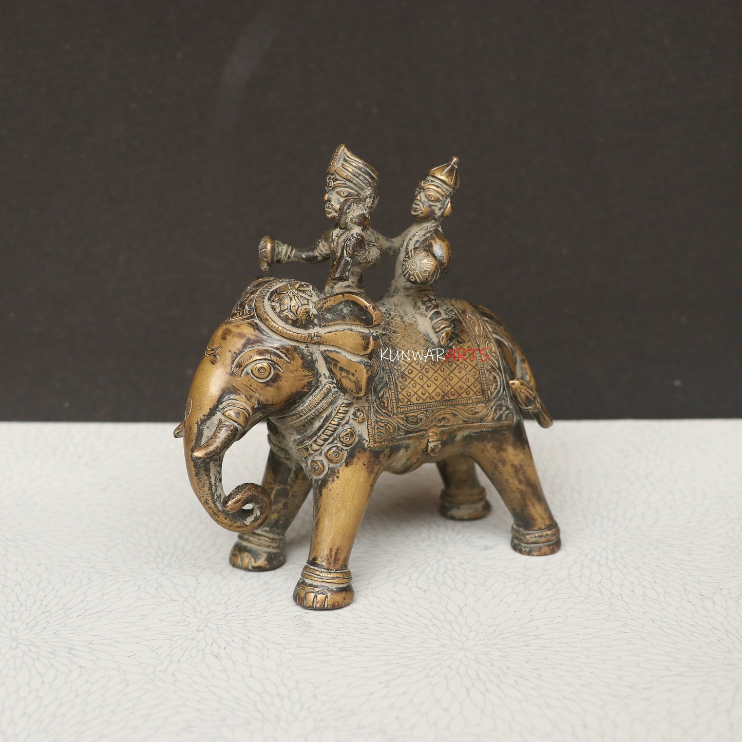 Elephant with Two Royal Riders Brass Superfine Article