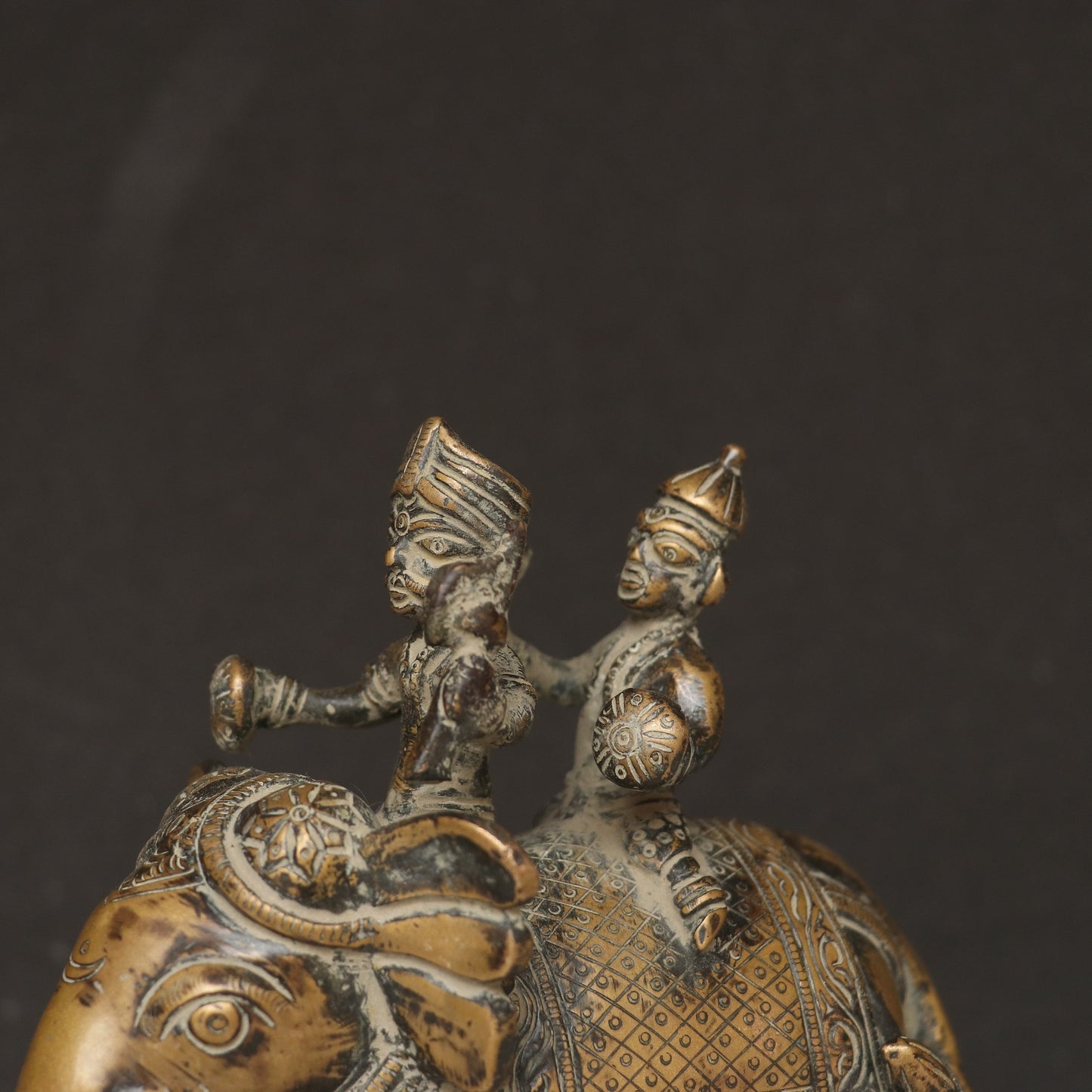 Elephant with Two Royal Riders Brass Superfine Article