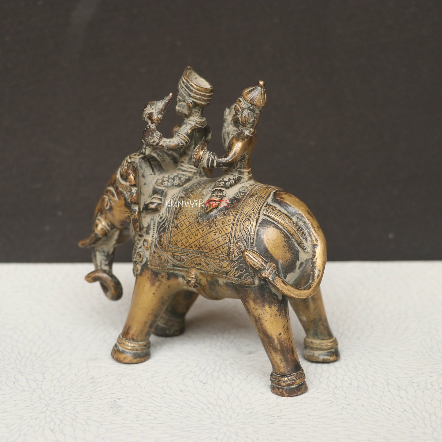 Elephant with Two Royal Riders Brass Superfine Article