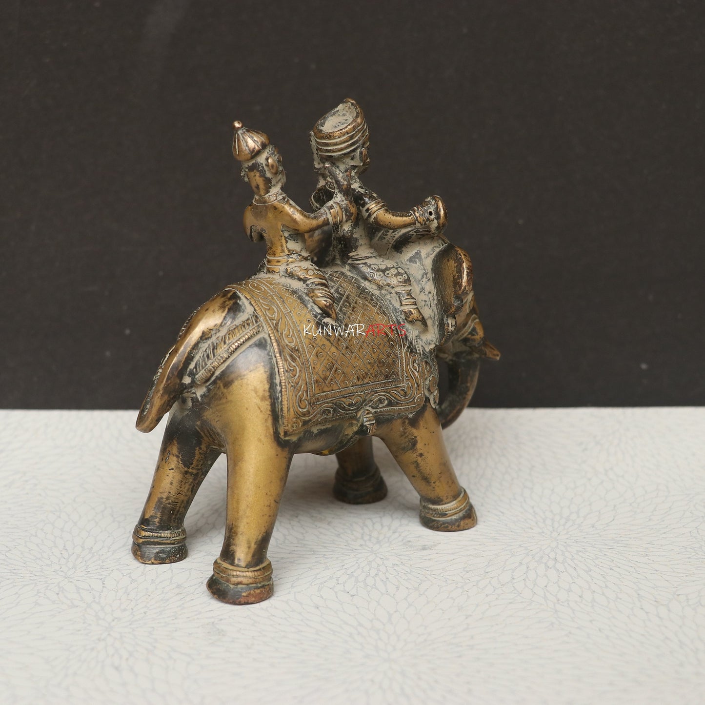 Elephant with Two Royal Riders Brass Superfine Article