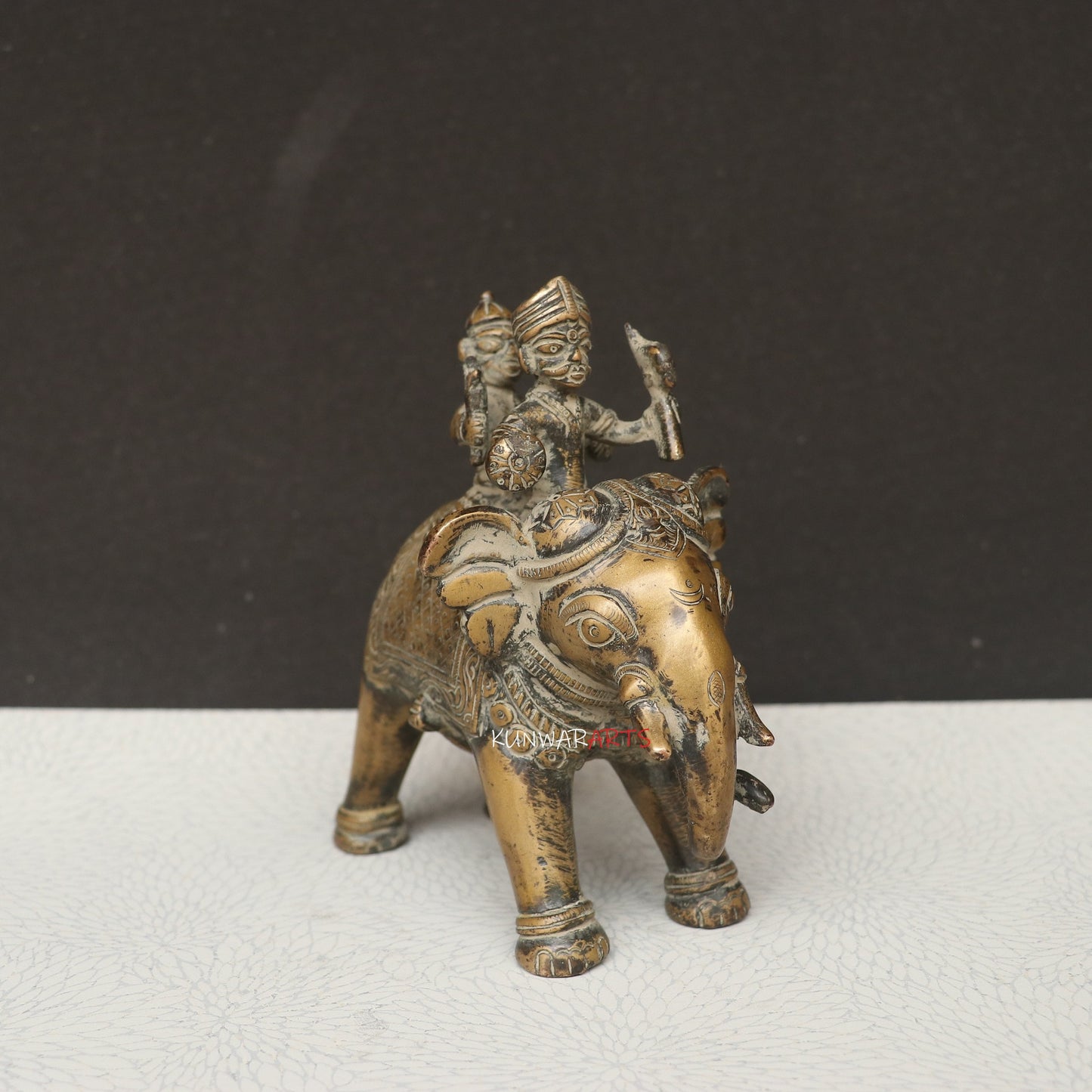 Elephant with Two Royal Riders Brass Superfine Article