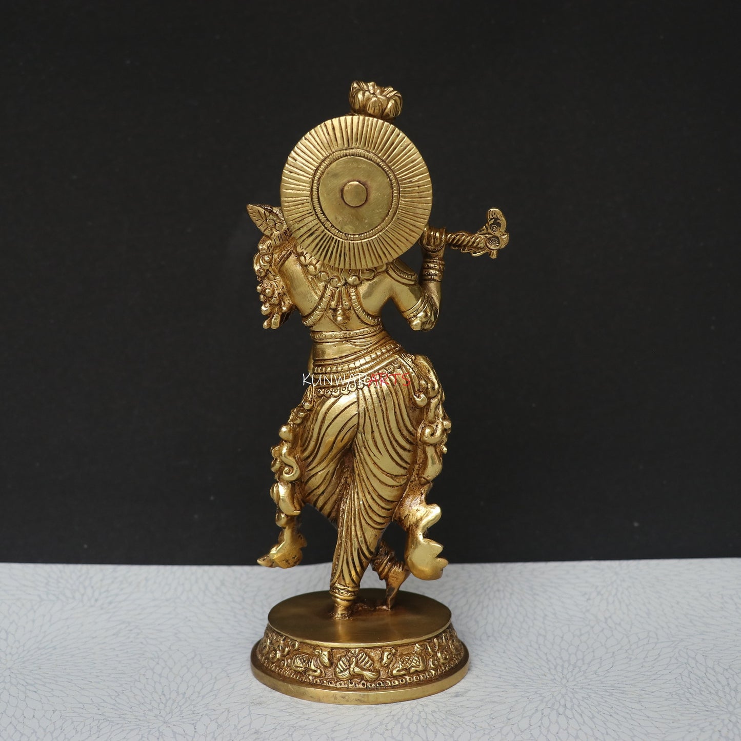 Divine Grace in Brass: 24 cm Krishna Idol for Your Home