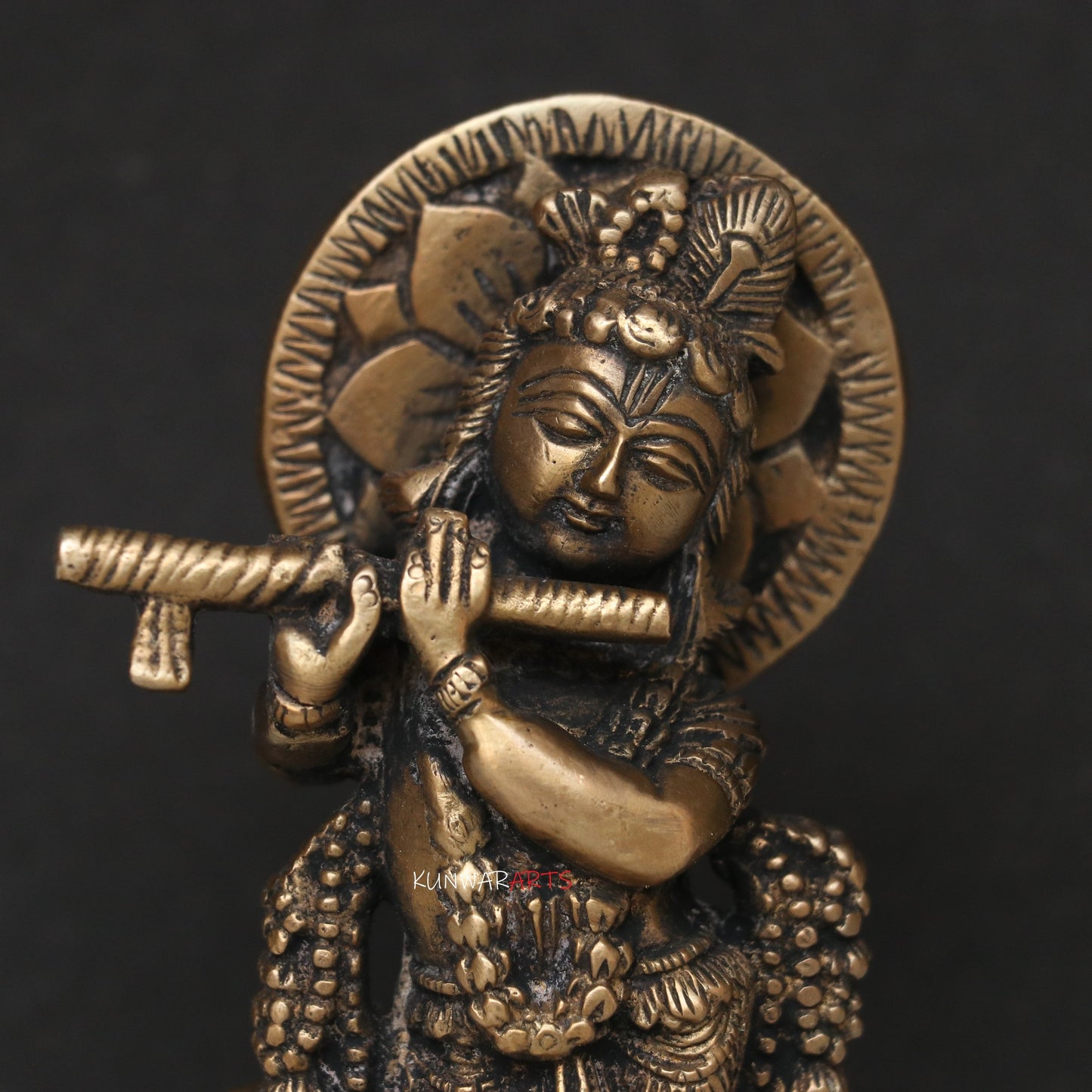 Divine Grace in Brass 15 cm Krishna Idol for Your Home Décor