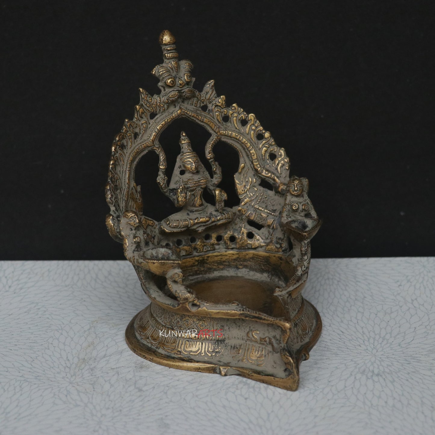 Lakshmi Diya Oil Lamp Brass Décor Figurine