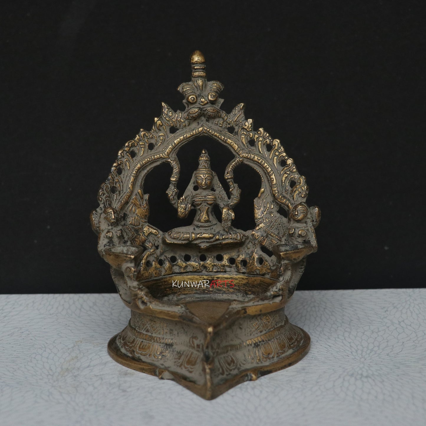 Lakshmi Diya Oil Lamp Brass Décor Figurine