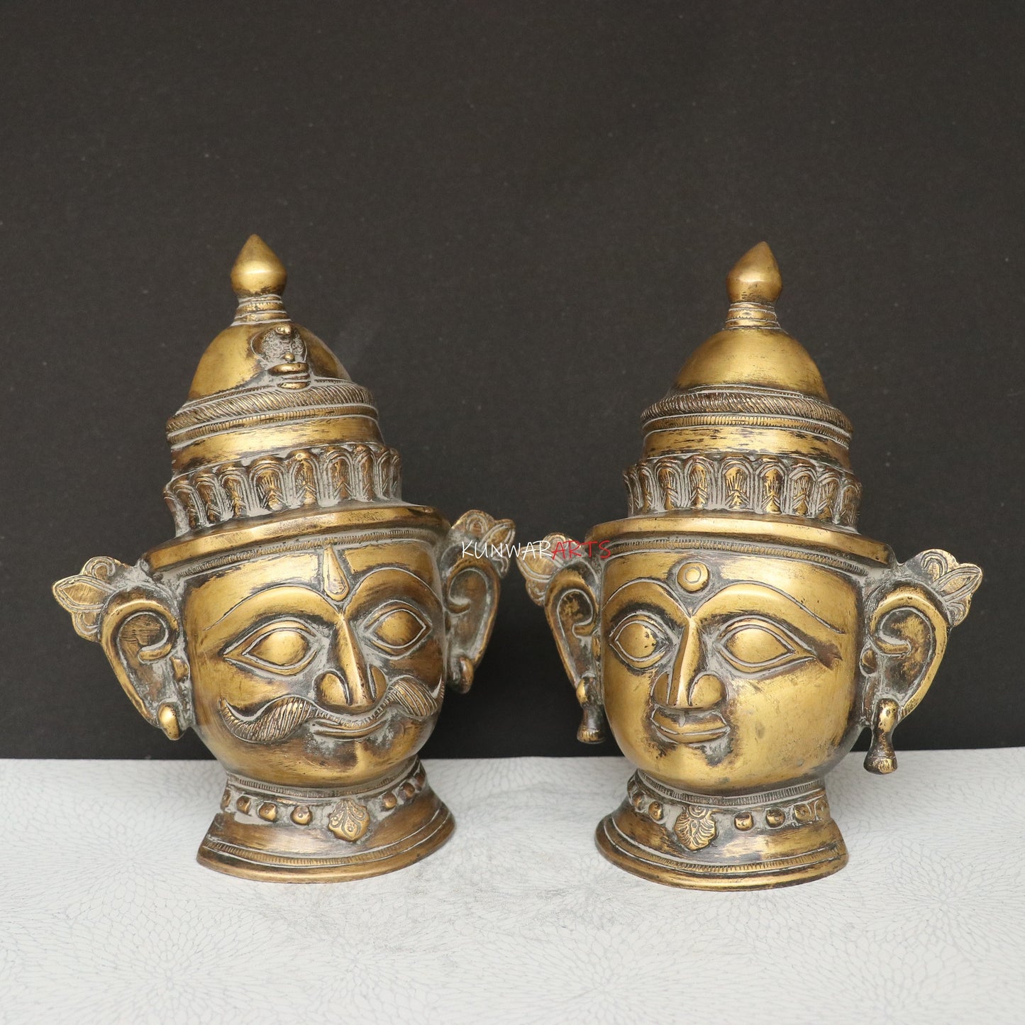 9.5" Brass Shiva Gauri Mukhlingam Face Mask