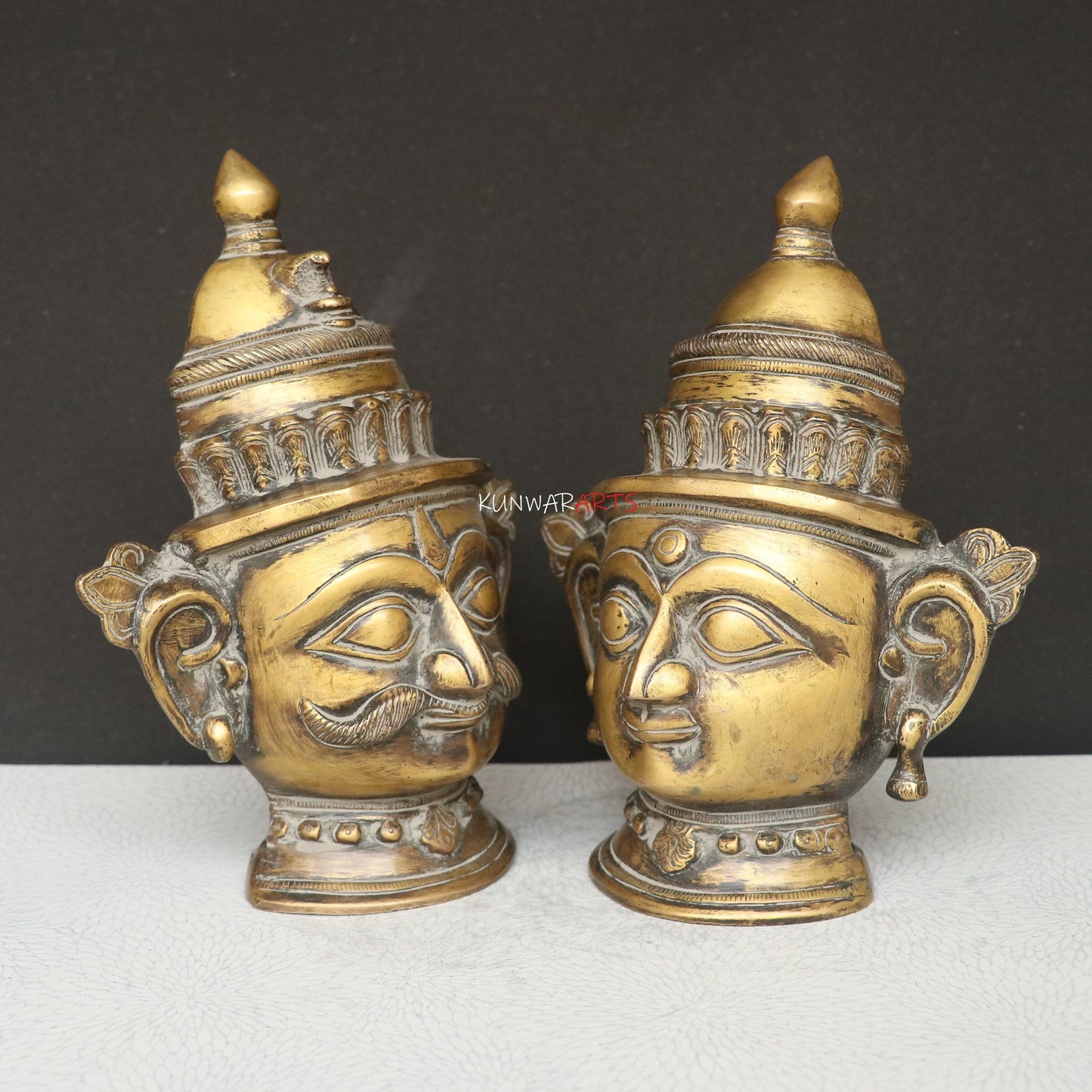 9.5" Brass Shiva Gauri Mukhlingam Face Mask