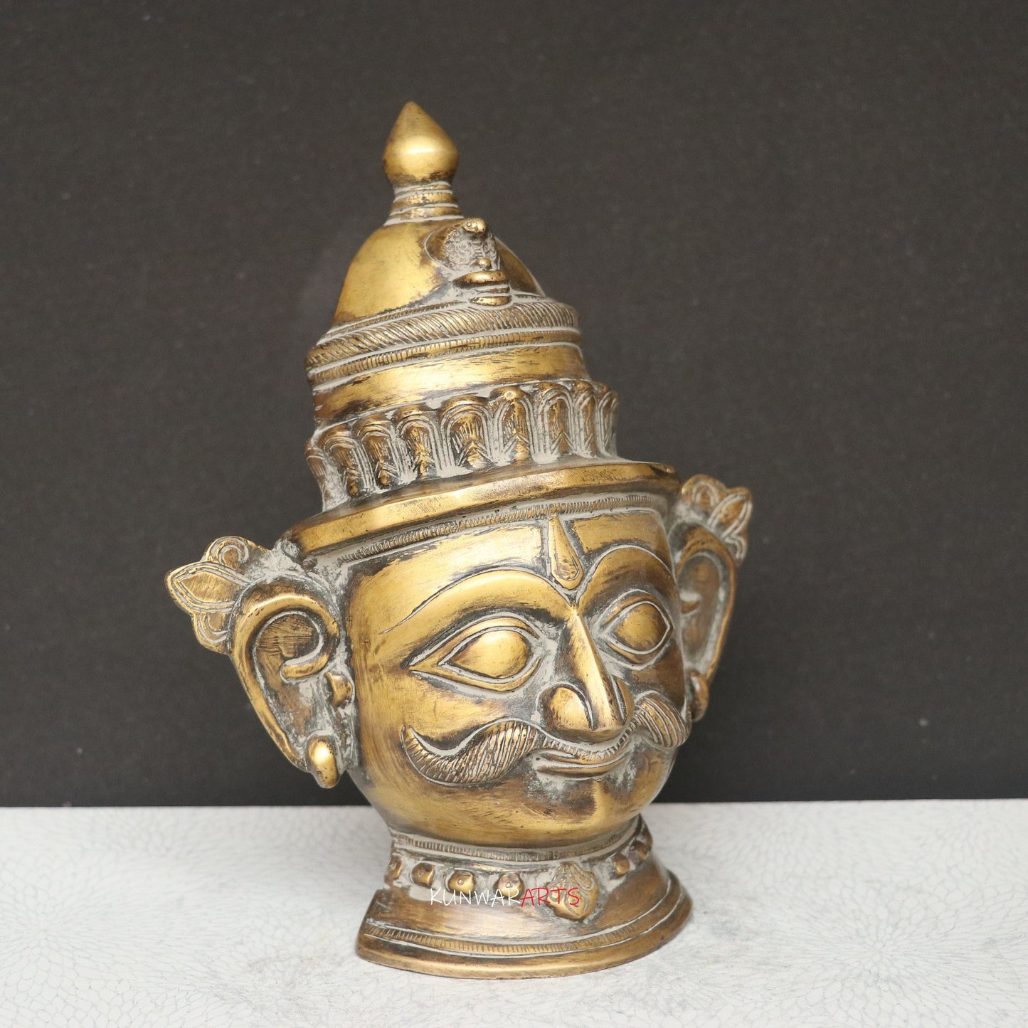 9.5" Brass Shiva Gauri Mukhlingam Face Mask