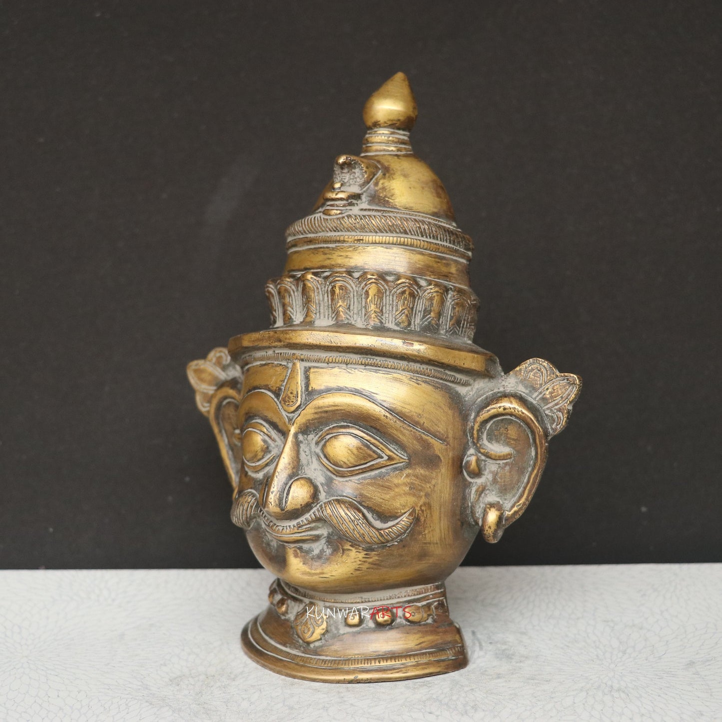 9.5" Brass Shiva Gauri Mukhlingam Face Mask
