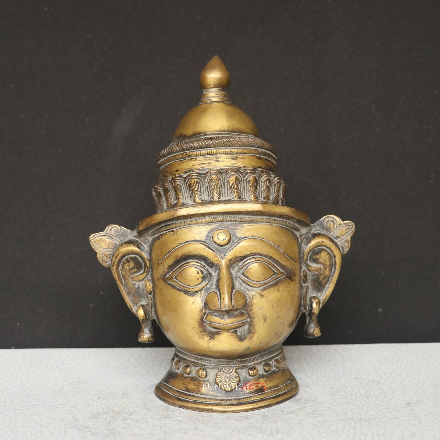 9.5" Brass Shiva Gauri Mukhlingam Face Mask