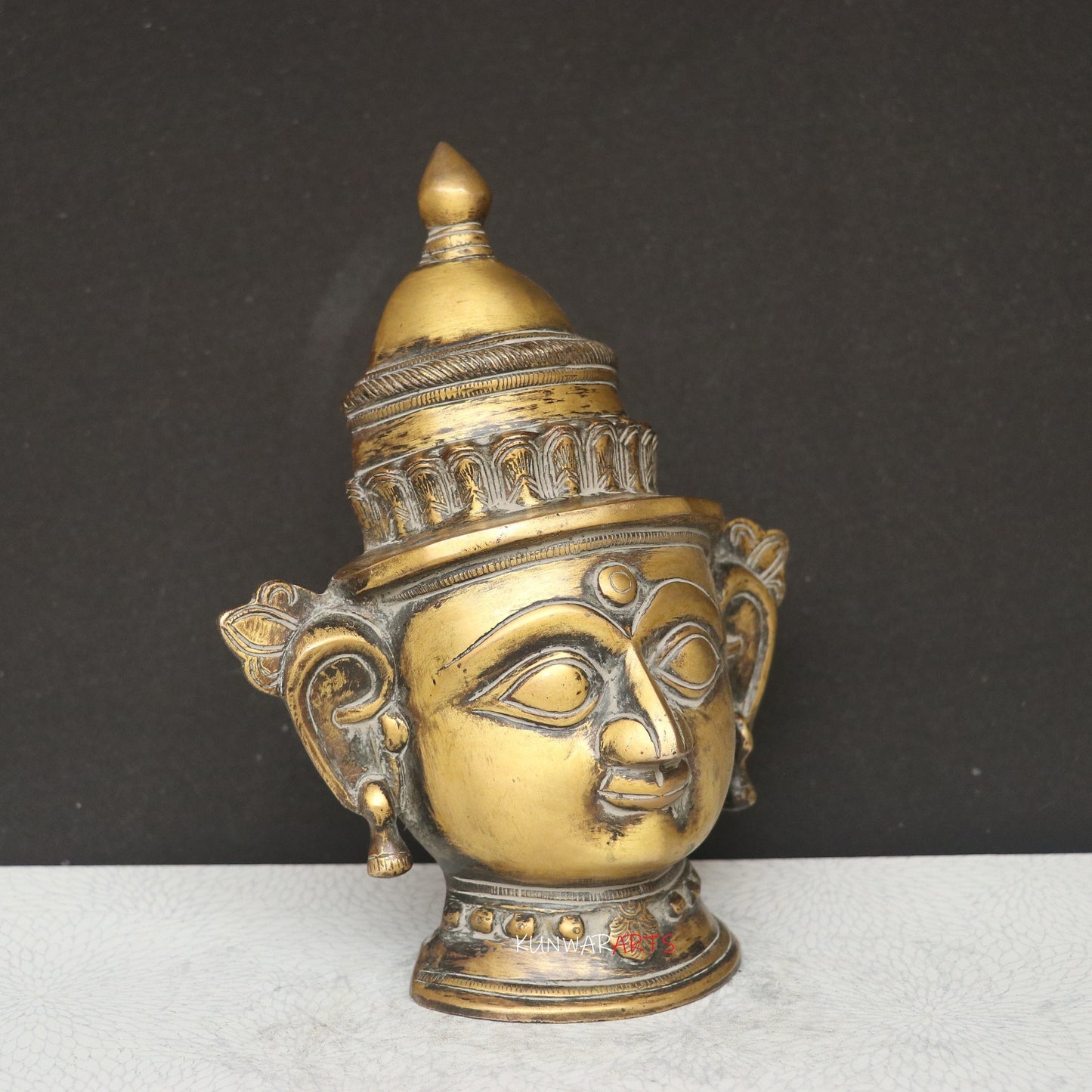 9.5" Brass Shiva Gauri Mukhlingam Face Mask