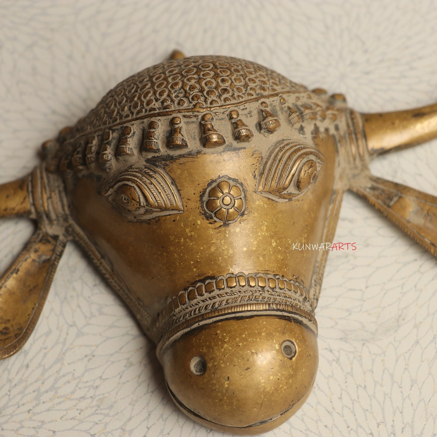 Décor Brass Bull Mask Wall Hanging