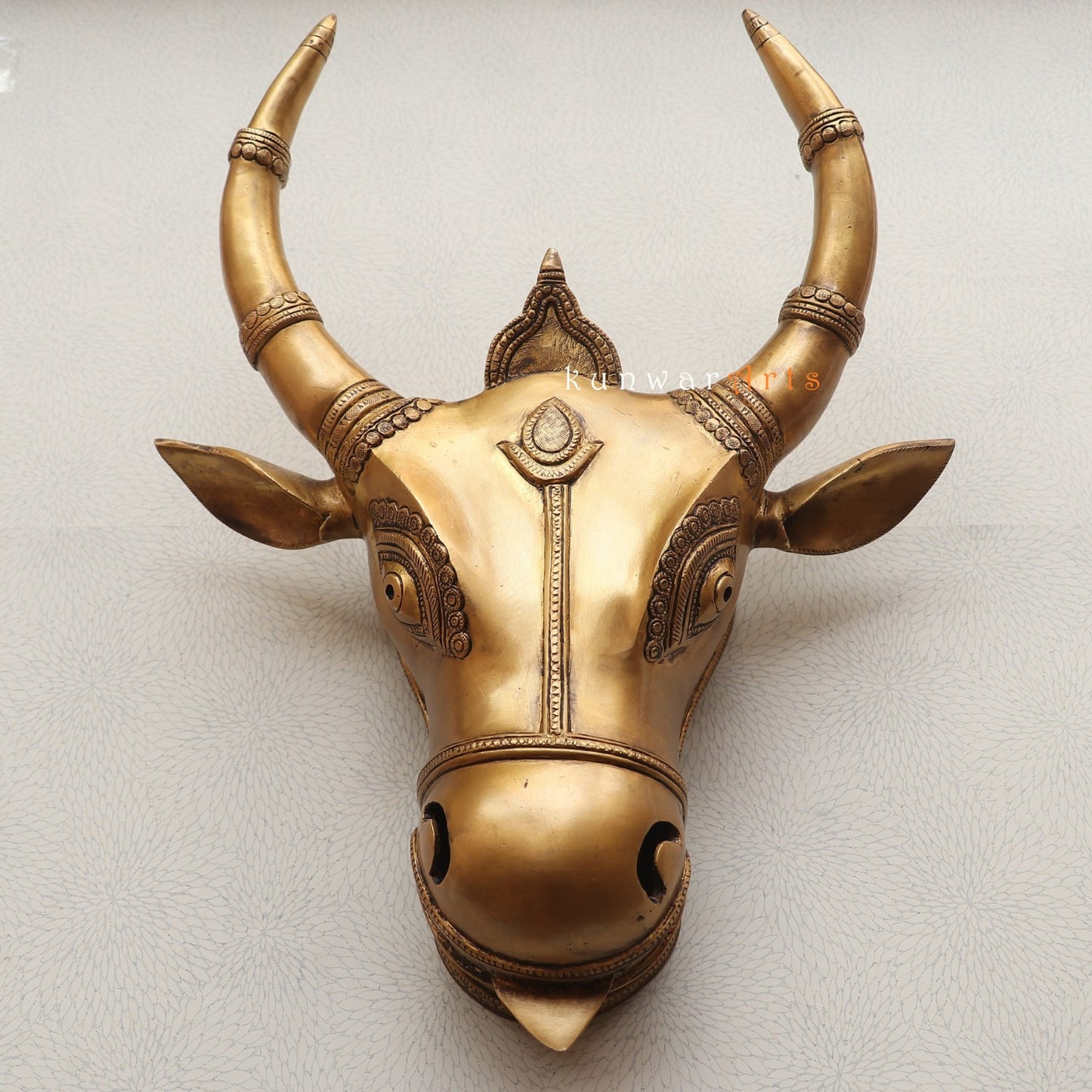 Decorative Brass Bull Mask Wall Hanging Accent