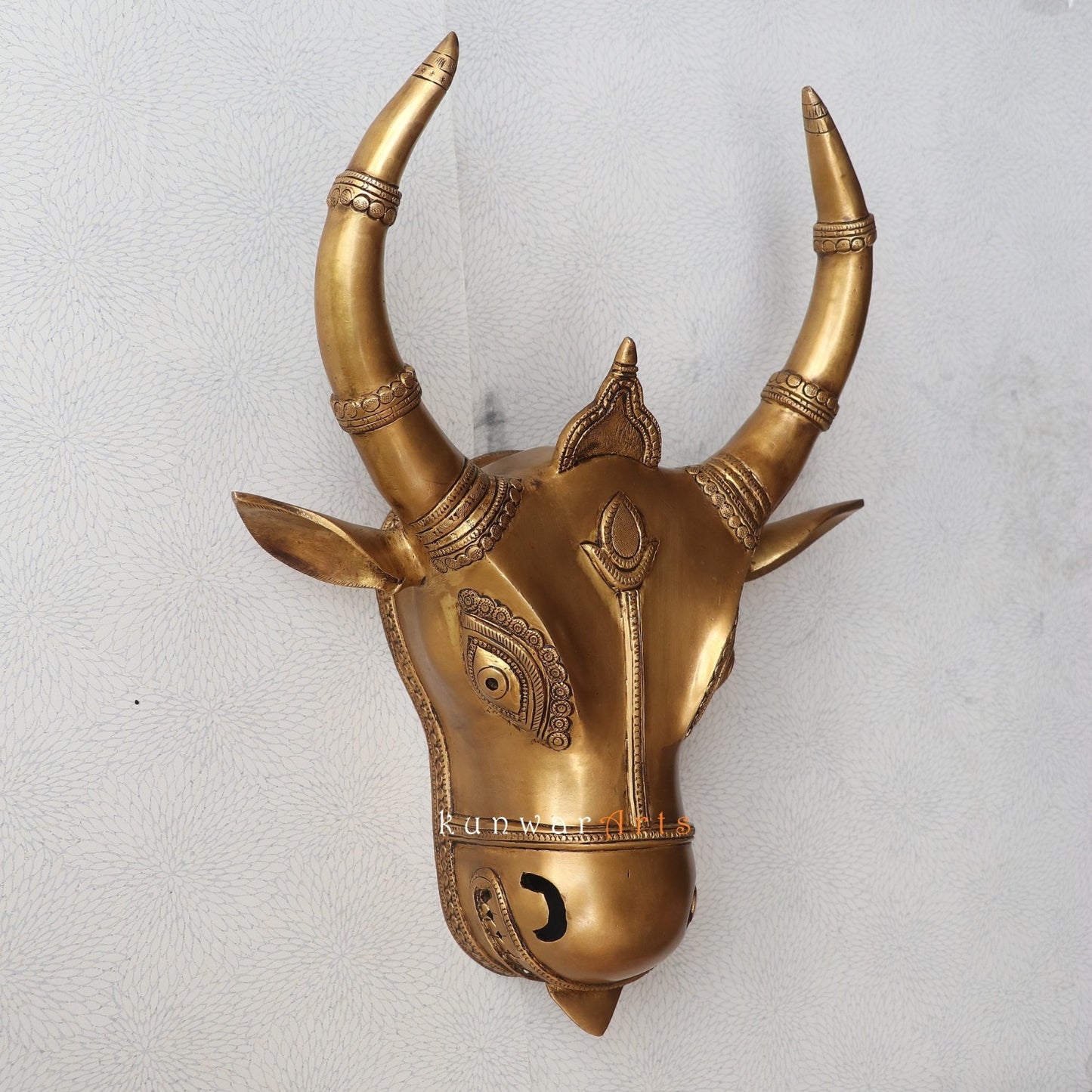 Decorative Brass Bull Mask Wall Hanging Accent