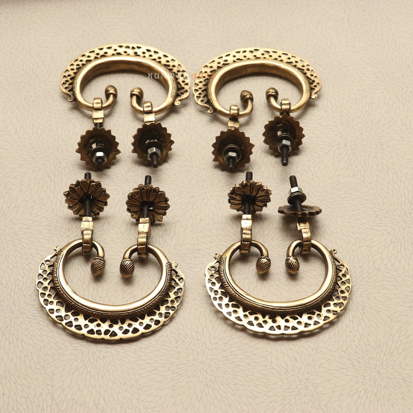 Brass Décor Door Handles Set of 4 Pieces