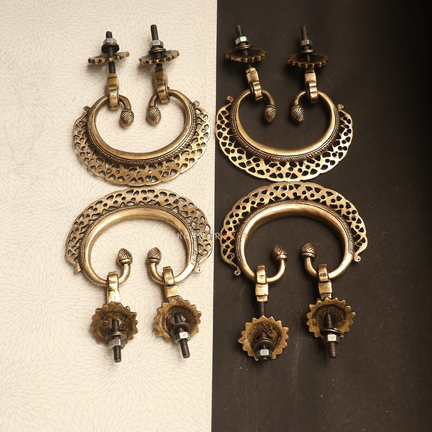 Brass Décor Door Handles Set of 4 Pieces