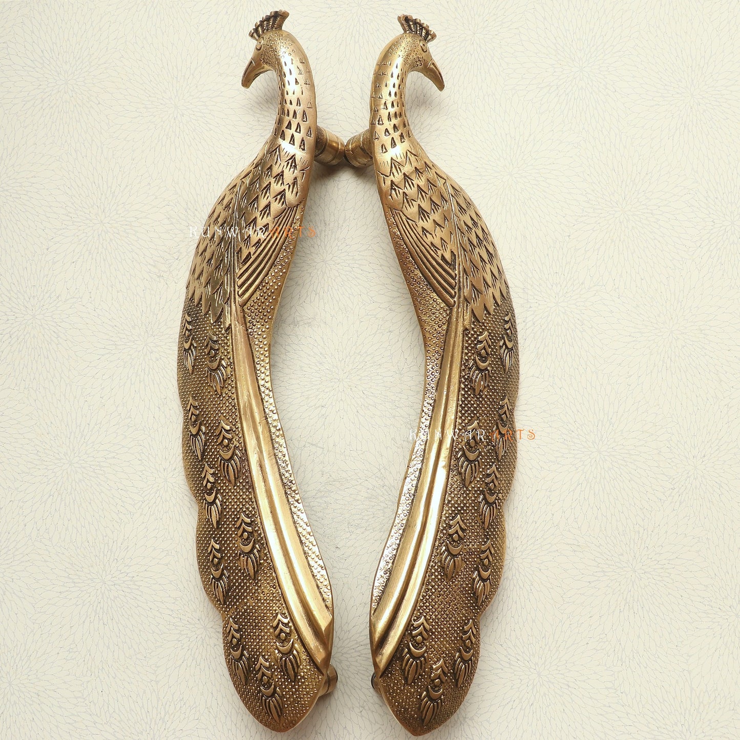 Brass Decorative Peacock Door Handles 46 cm