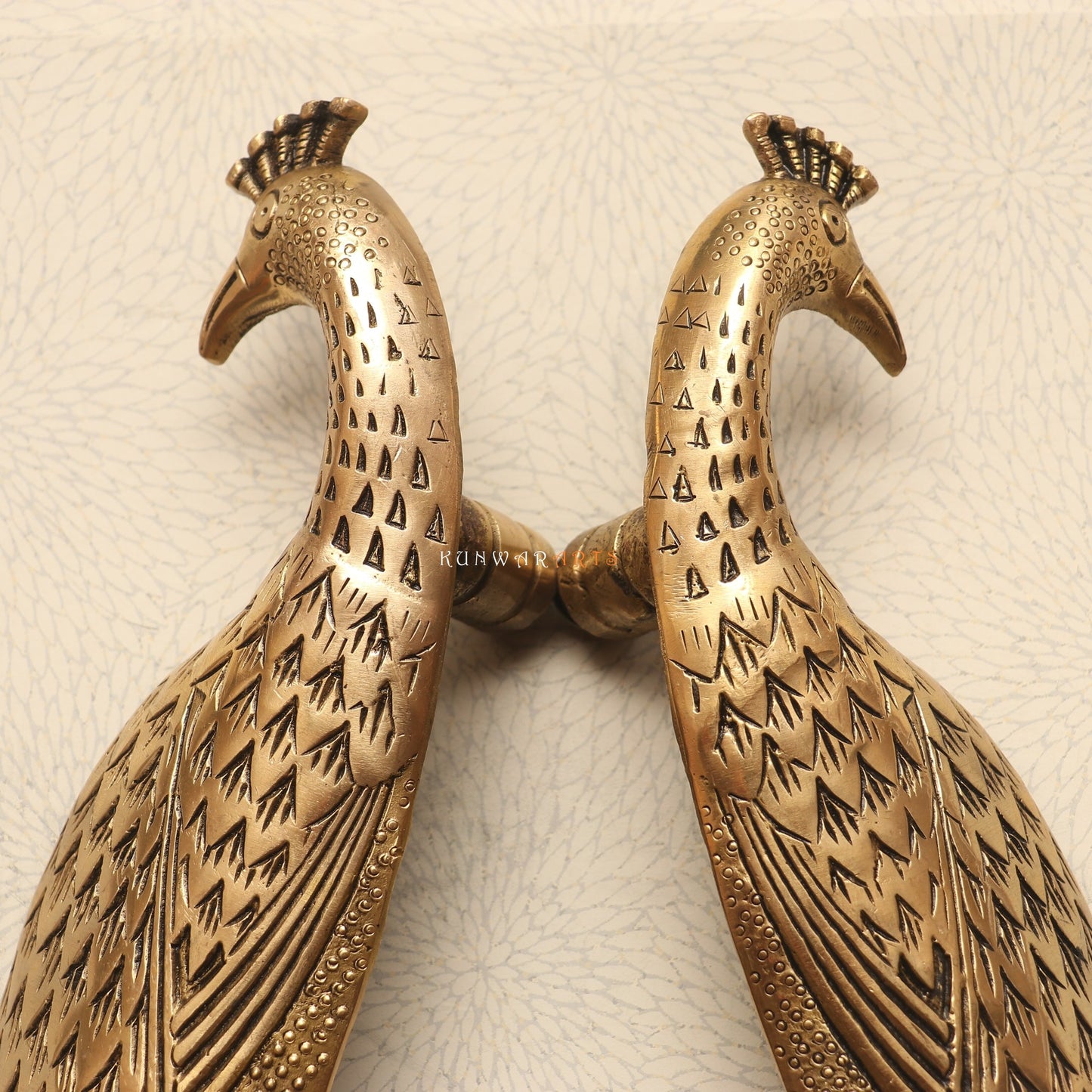 Brass Decorative Peacock Door Handles 46 cm
