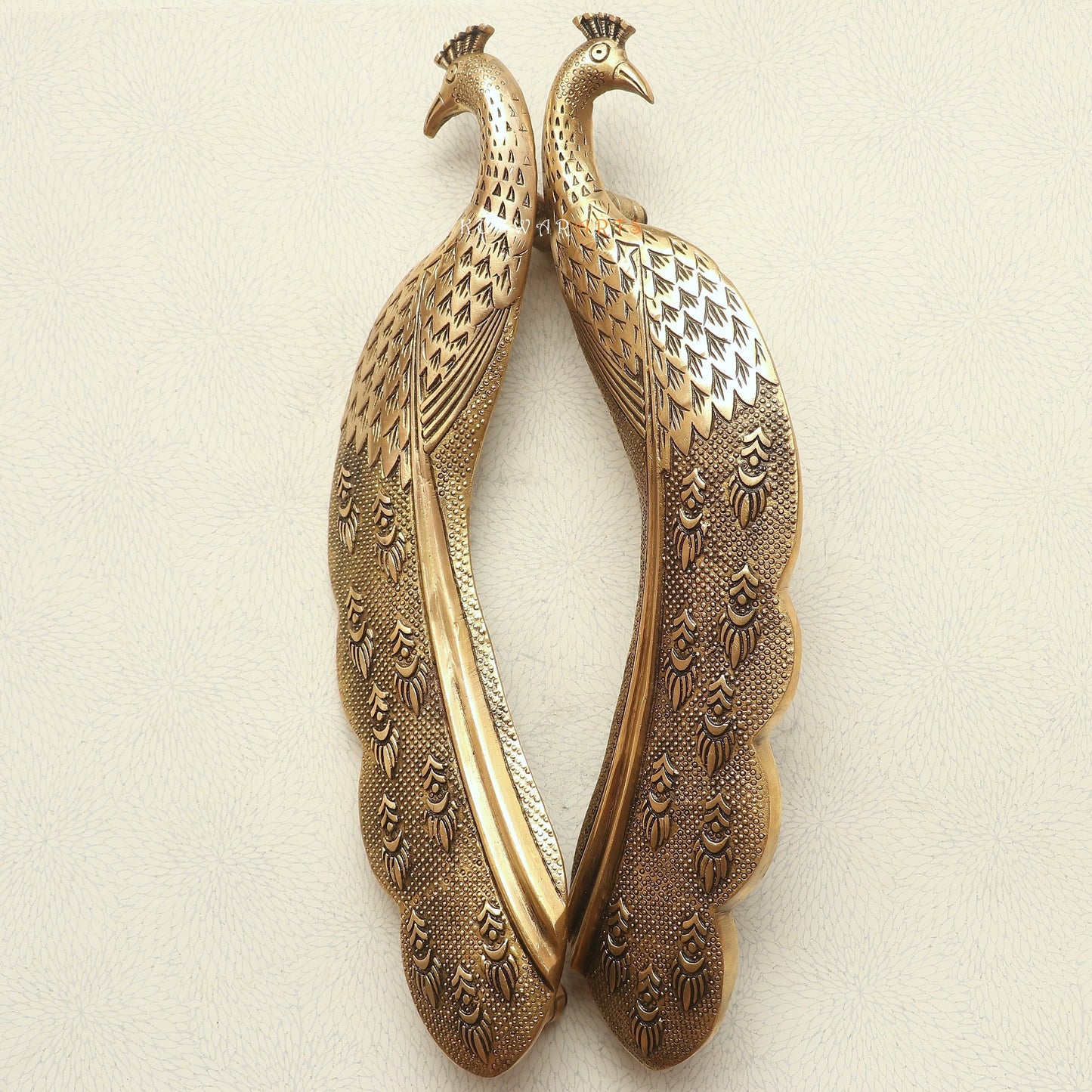 Brass Decorative Peacock Door Handles 46 cm