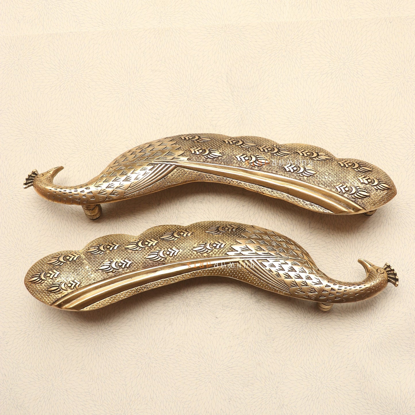 Brass Decorative Peacock Door Handles 46 cm