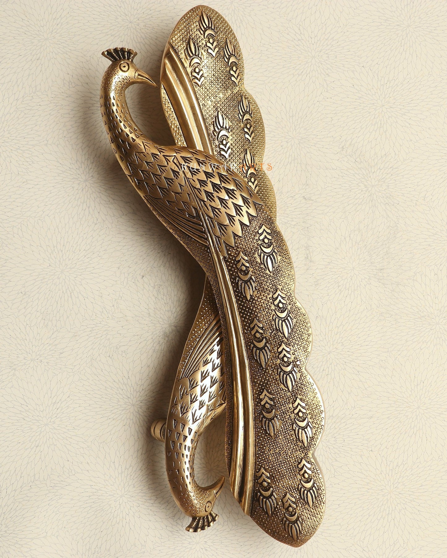 Brass Decorative Peacock Door Handles 46 cm