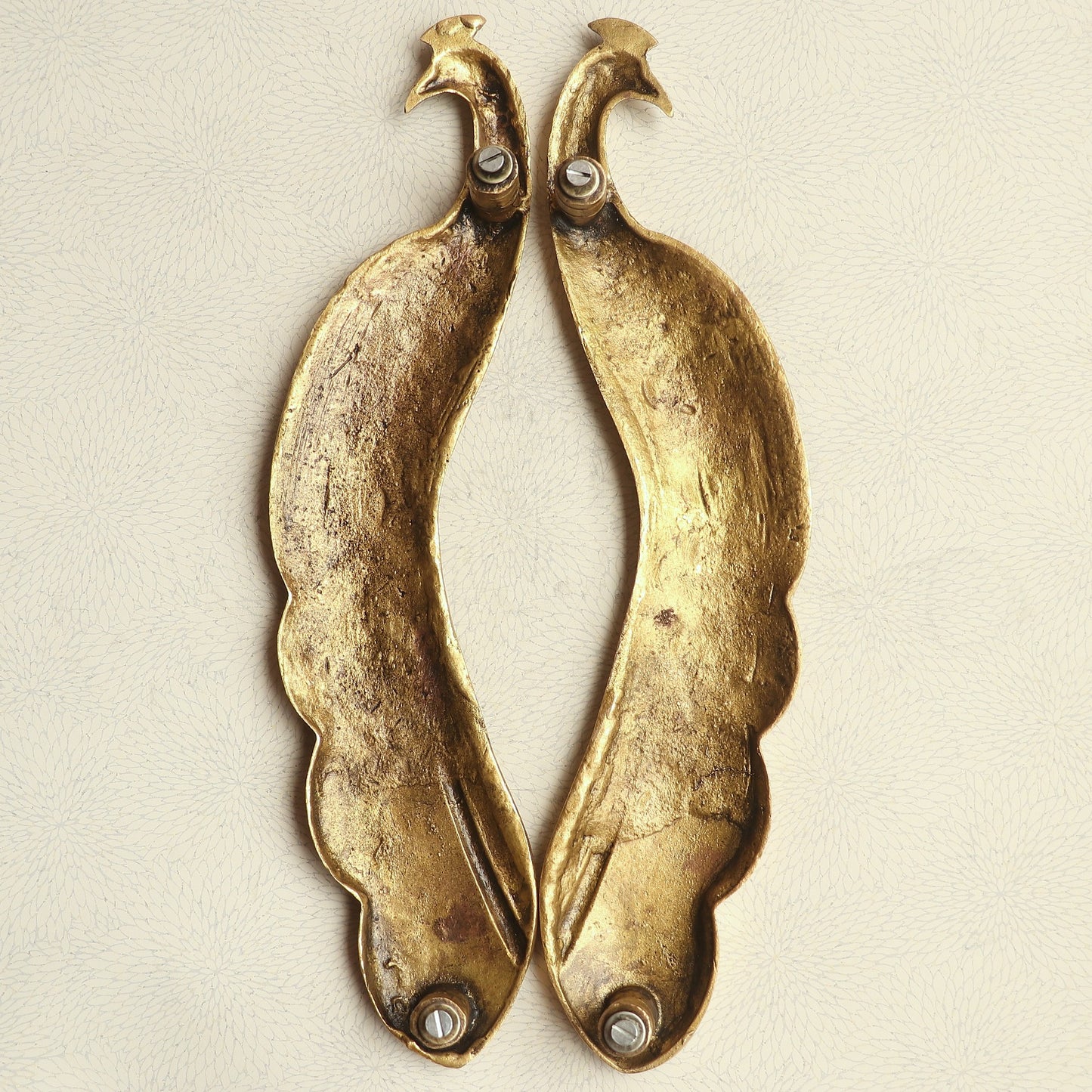 Brass Decorative Peacock Door Handles 46 cm