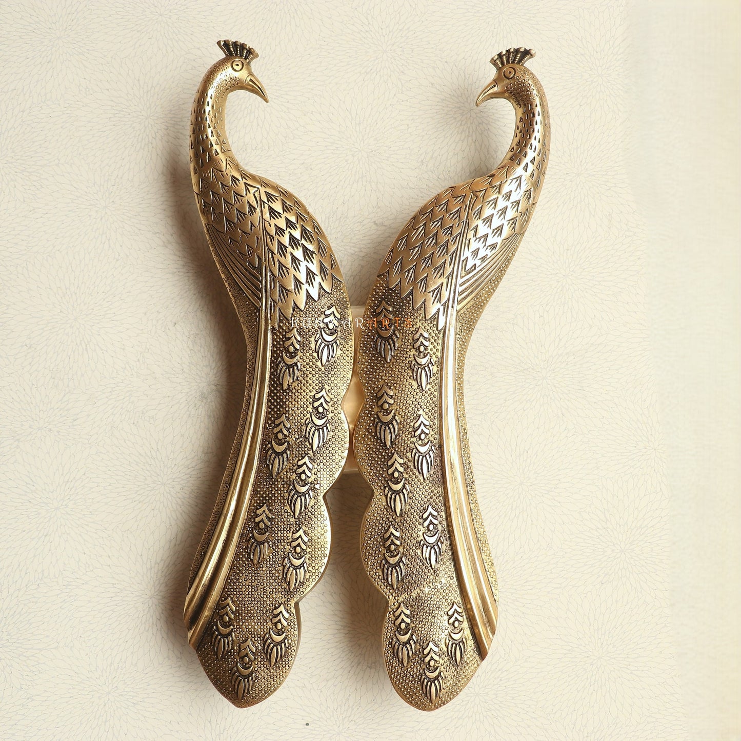 Brass Decorative Peacock Door Handles 46 cm