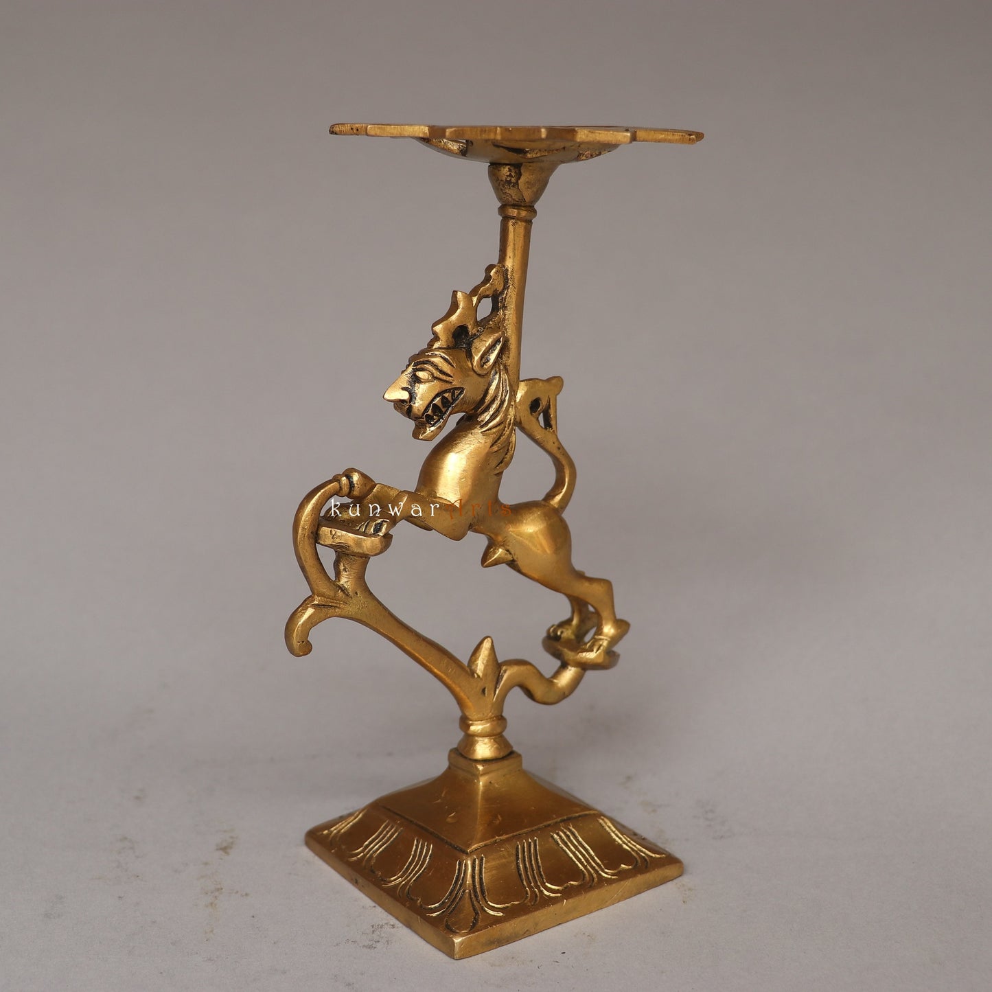 Bhunes Brass Yali Candle Holder