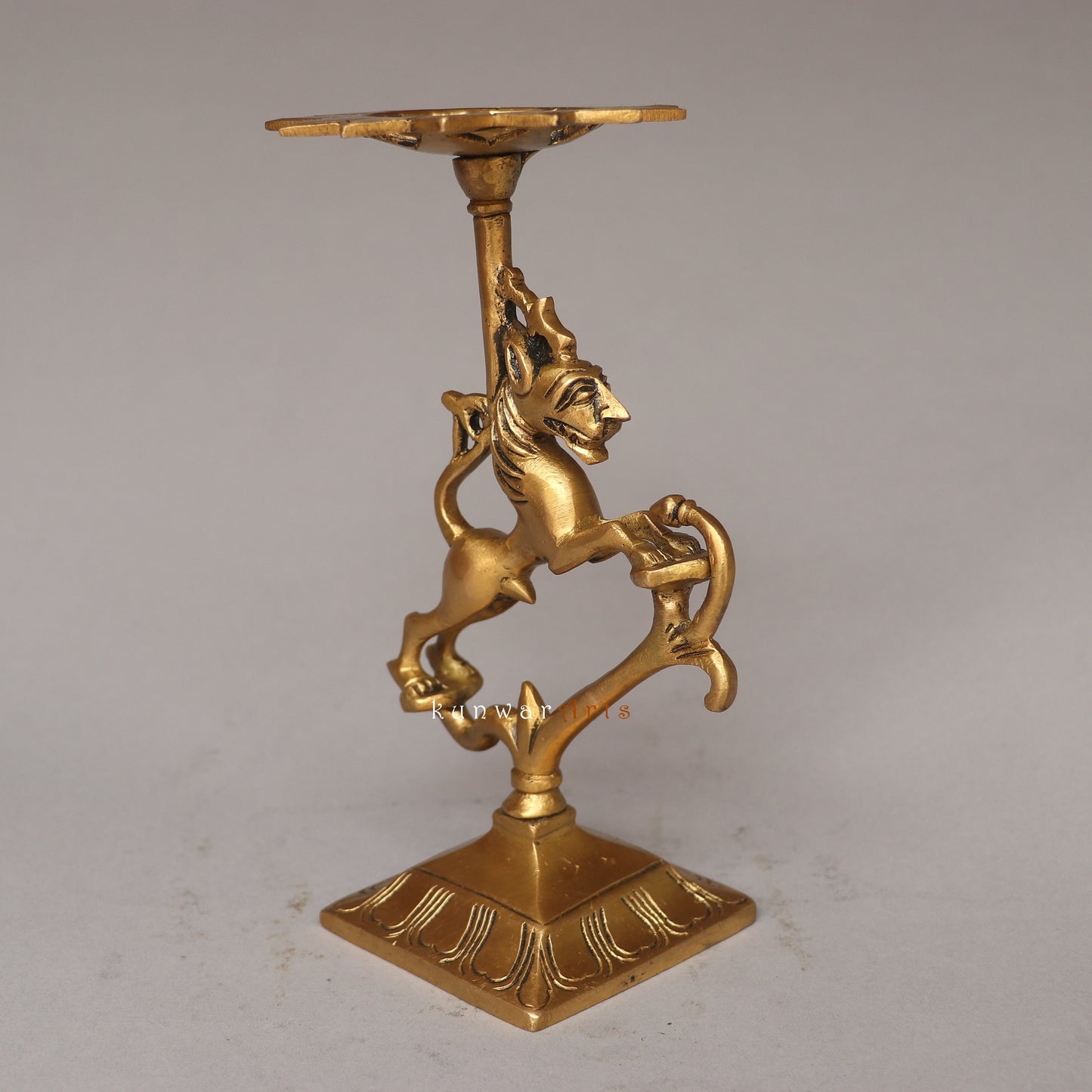 Bhunes Brass Yali Candle Holder