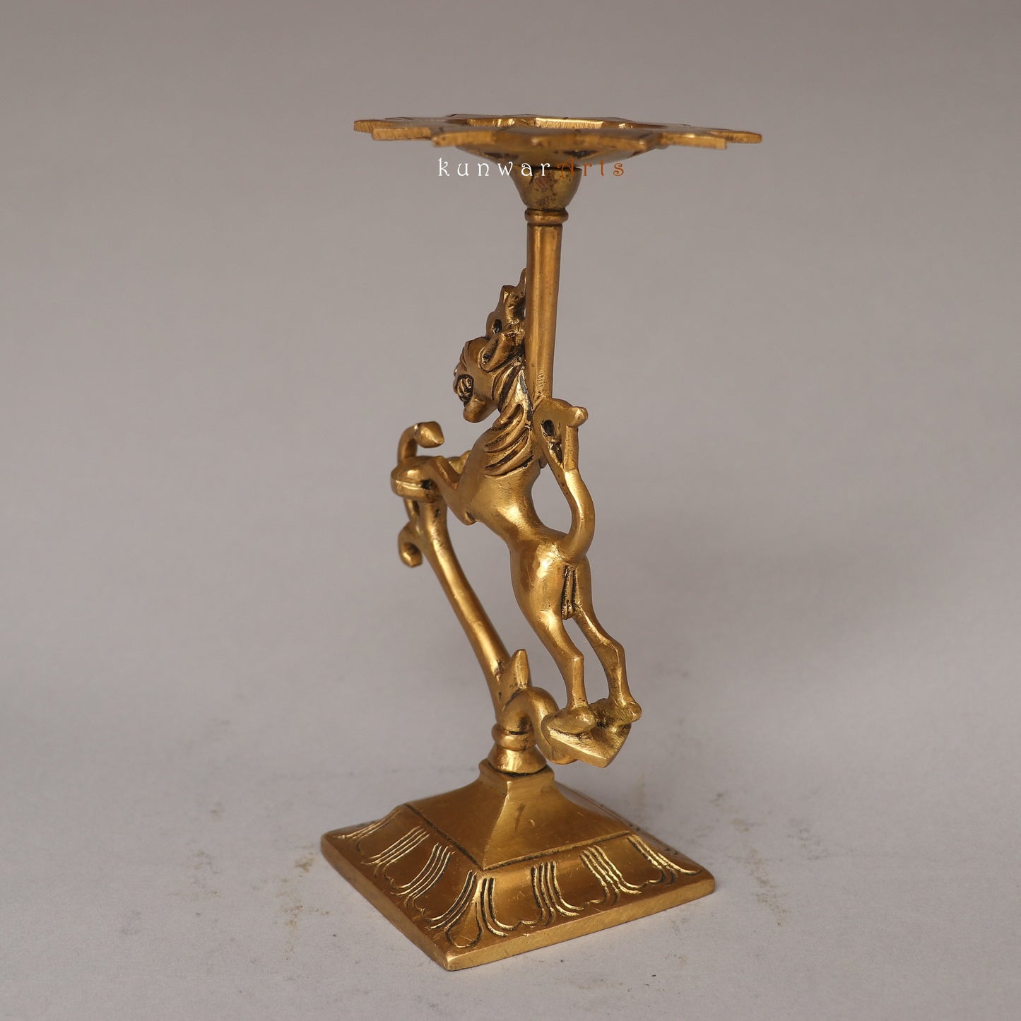 Bhunes Brass Yali Candle Holder