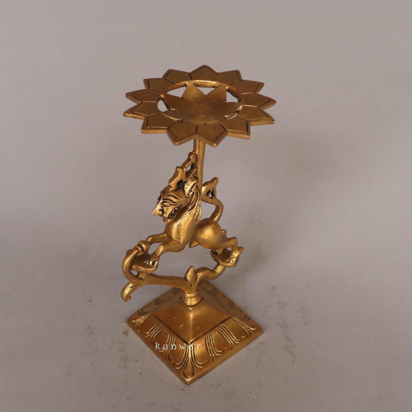 Bhunes Brass Yali Candle Holder
