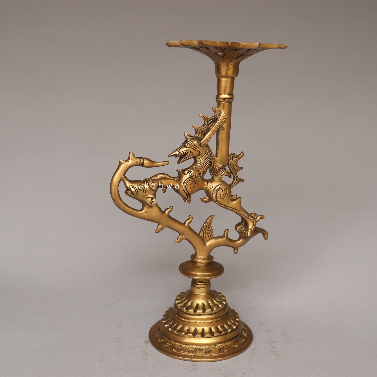 Bhunes Brass Yali Candle Holder Figurine