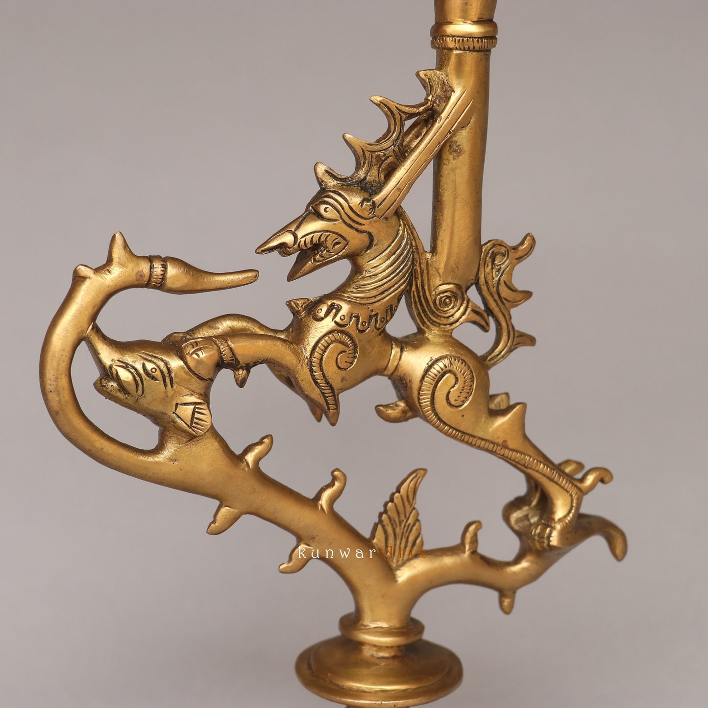 Bhunes Brass Yali Candle Holder Figurine