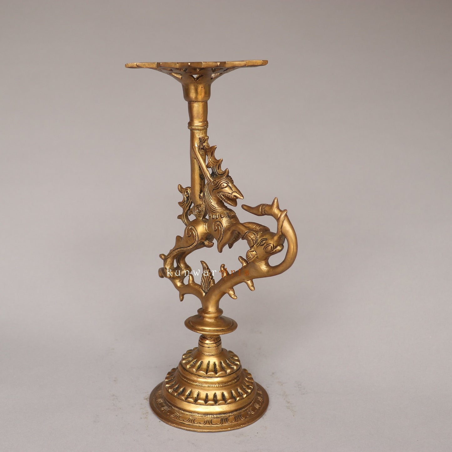 Bhunes Brass Yali Candle Holder Figurine