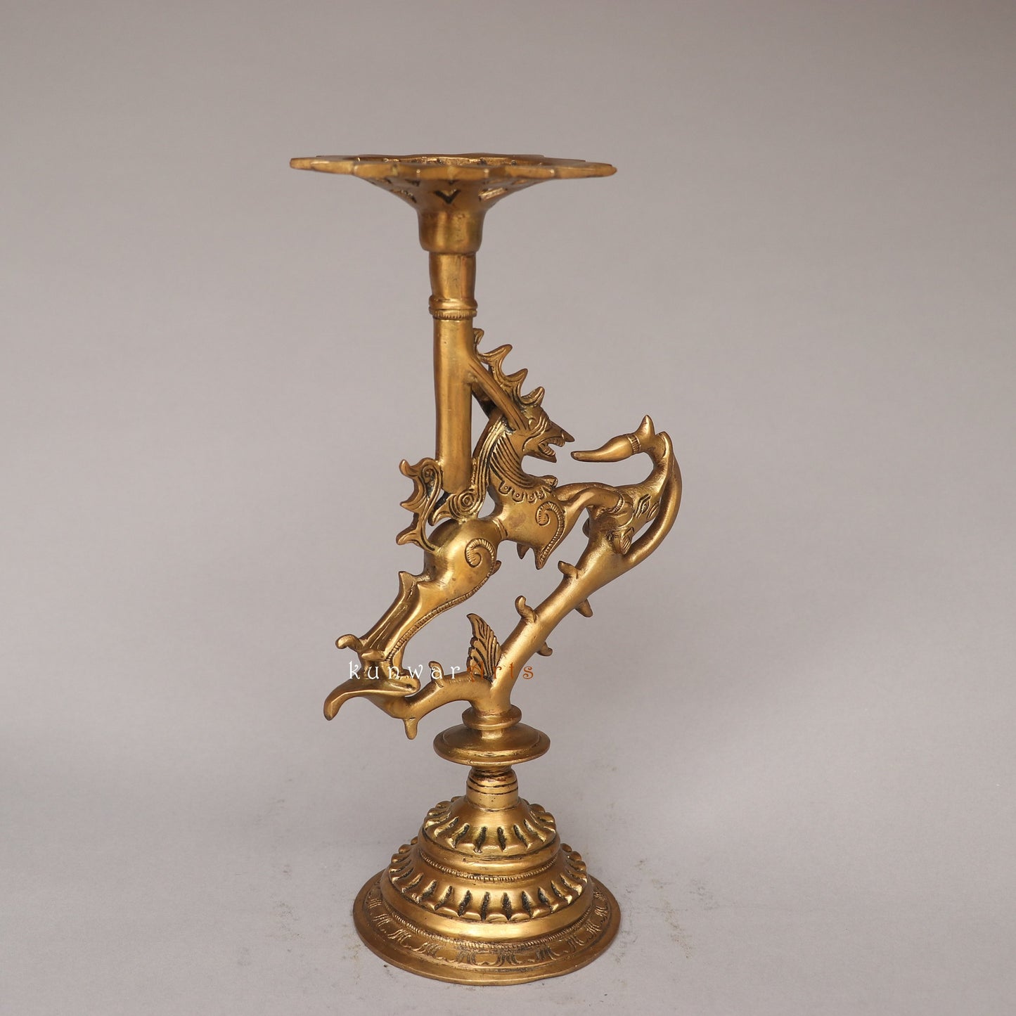 Bhunes Brass Yali Candle Holder Figurine