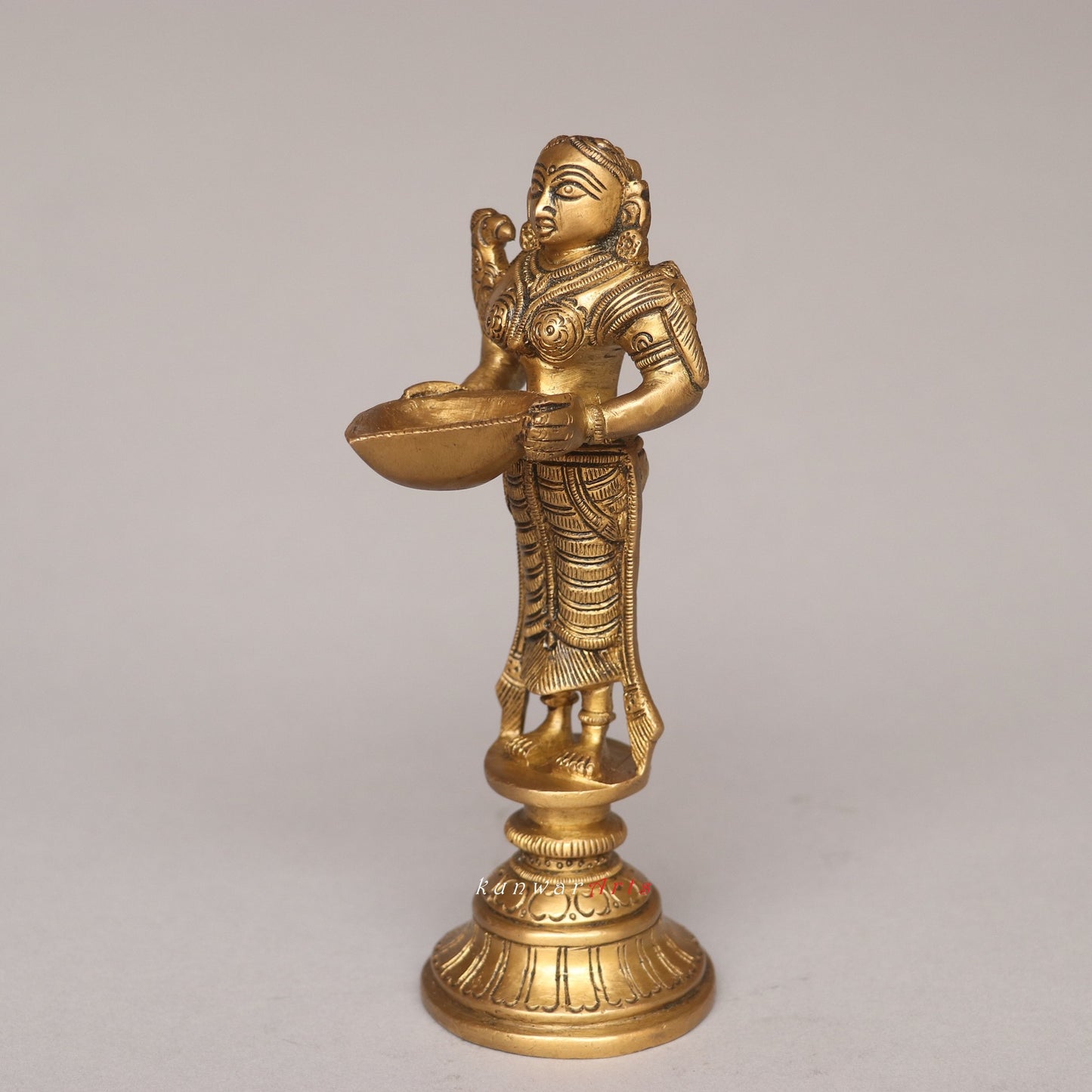 Brass Deep Lakshmi Diya Oil Lamp Décor Figurine