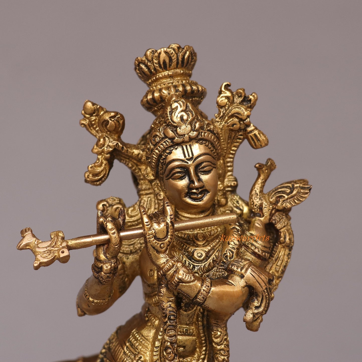 Brass Cow Krishna Idol