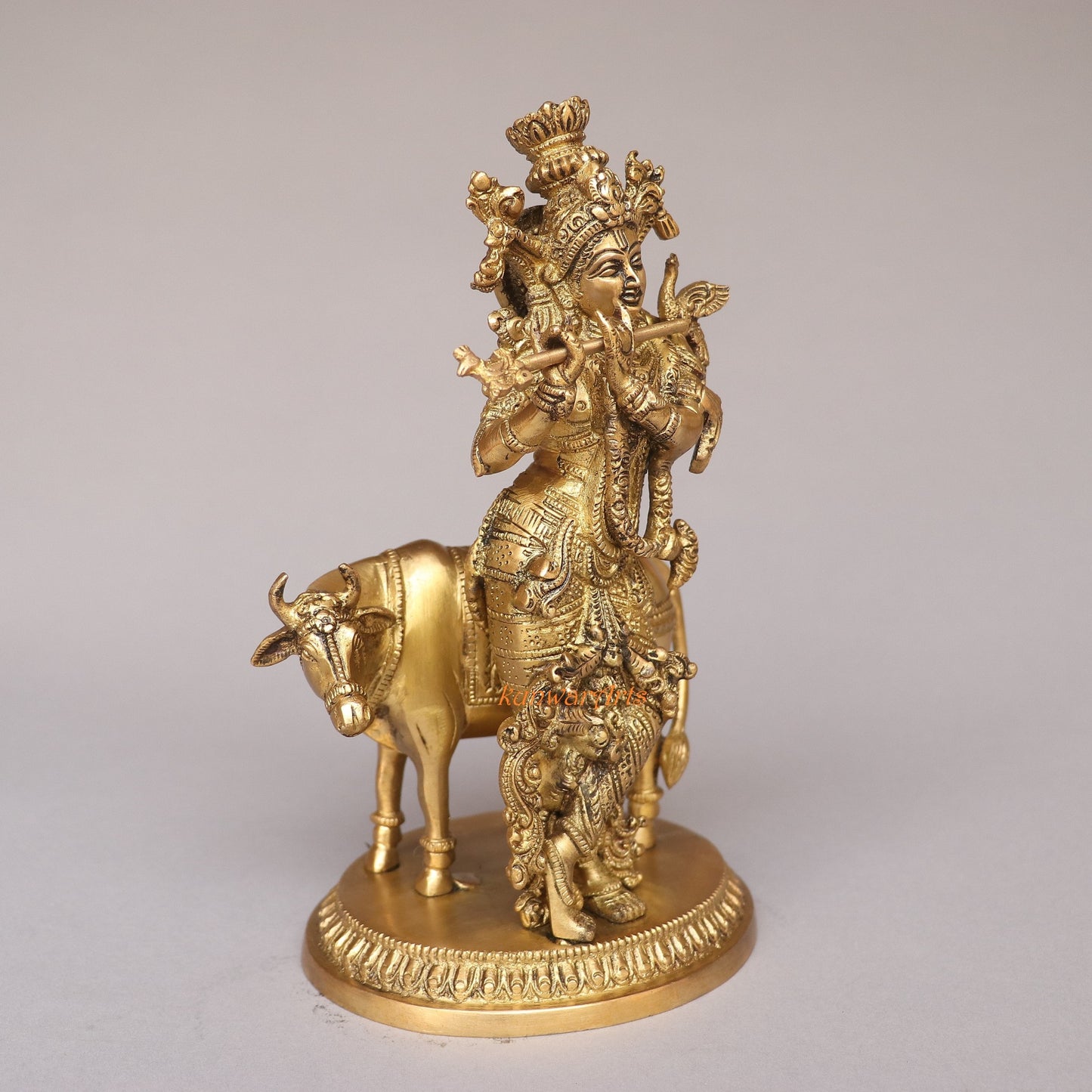 Brass Cow Krishna Idol