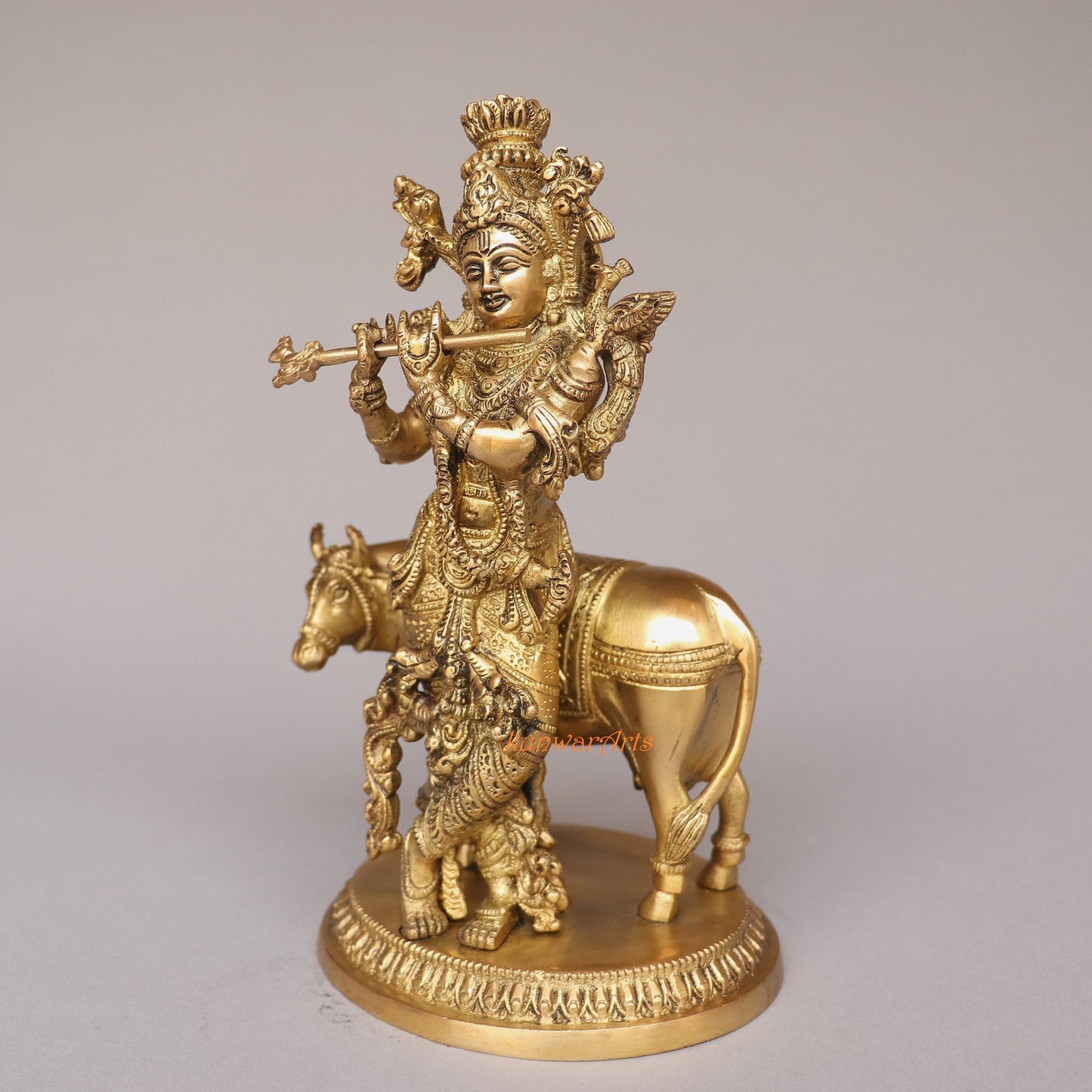 Brass Cow Krishna Idol