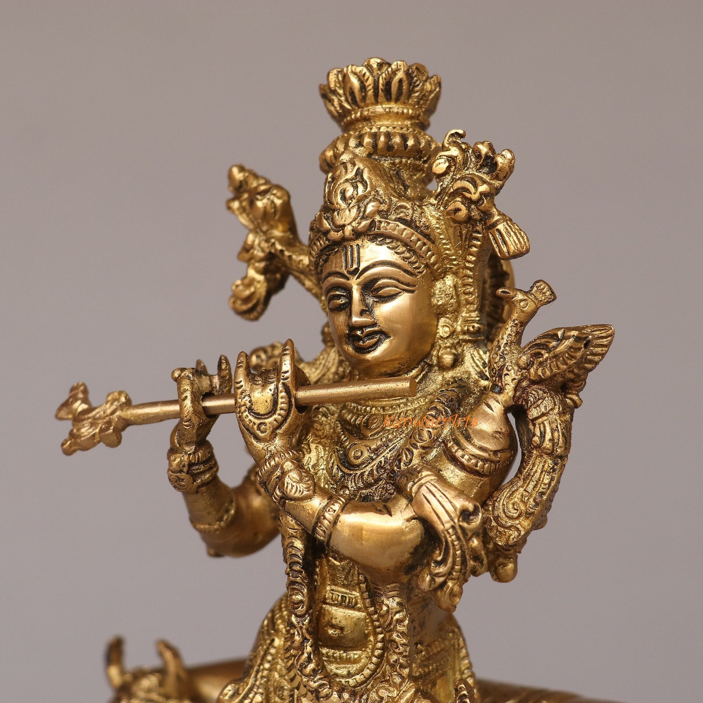 Brass Cow Krishna Idol