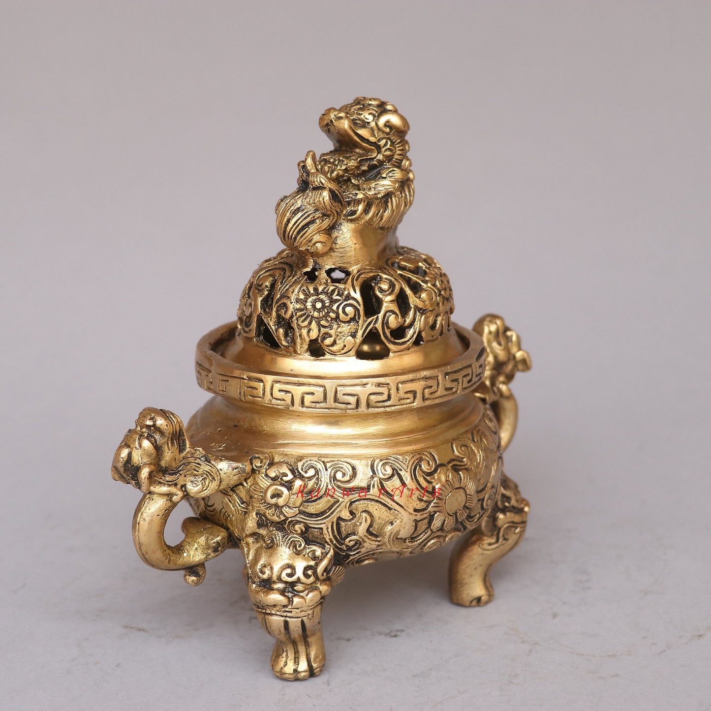 Bhunes Brass Decorative Dragons Incense Burner