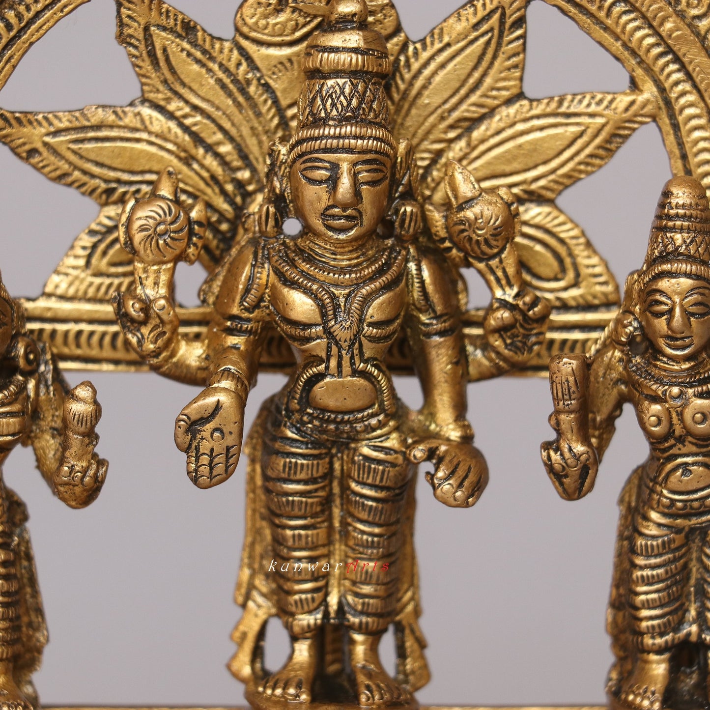 Brass Vishnu Lakshmi Idol with Prabhavali