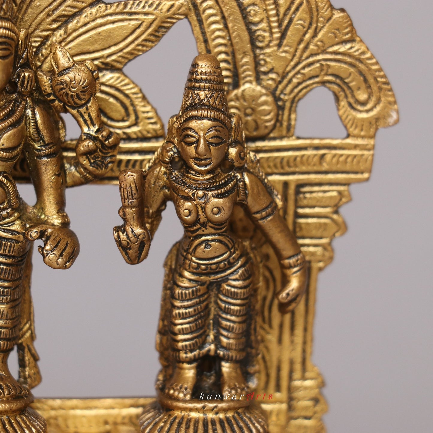Brass Vishnu Lakshmi Idol with Prabhavali
