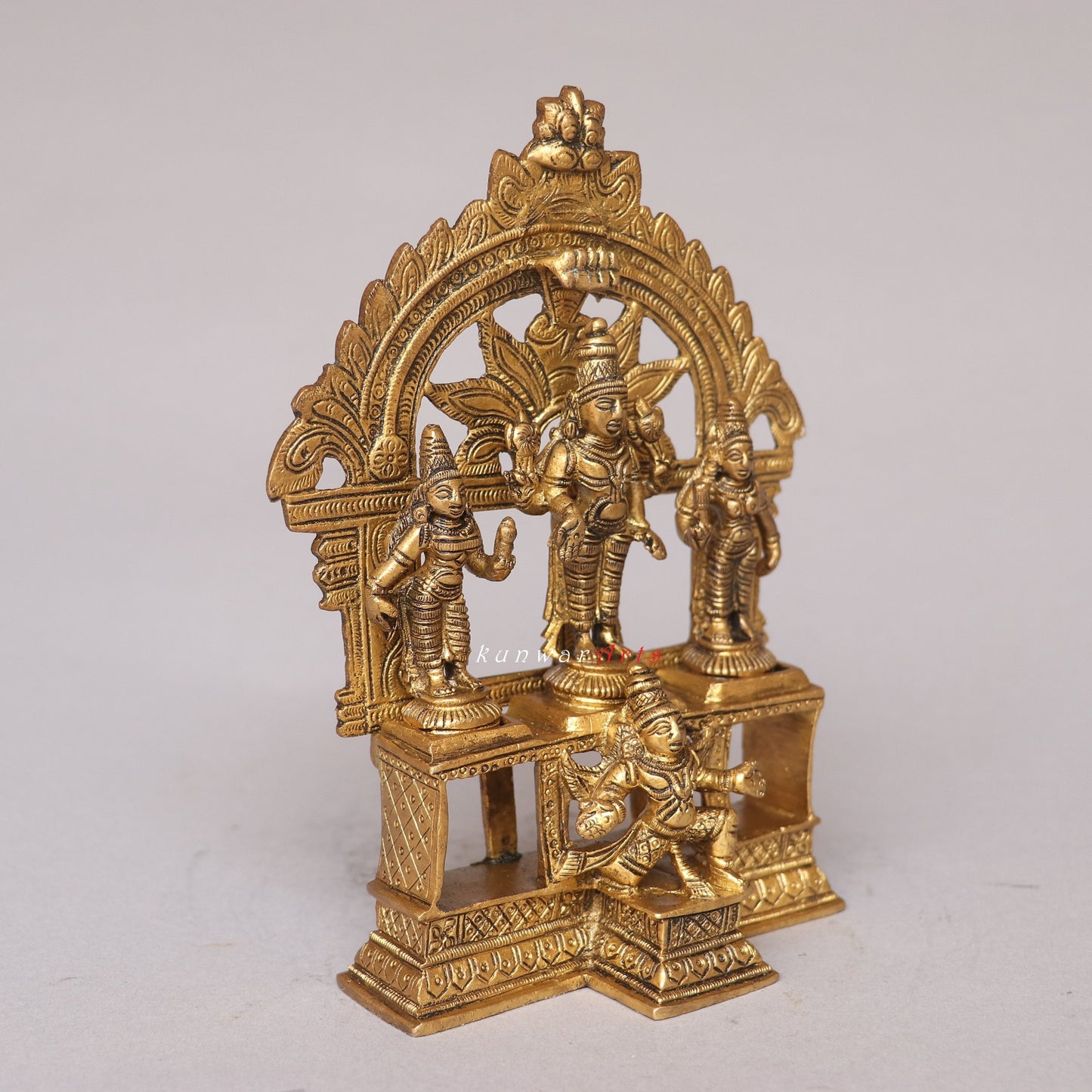 Brass Vishnu Lakshmi Idol with Prabhavali