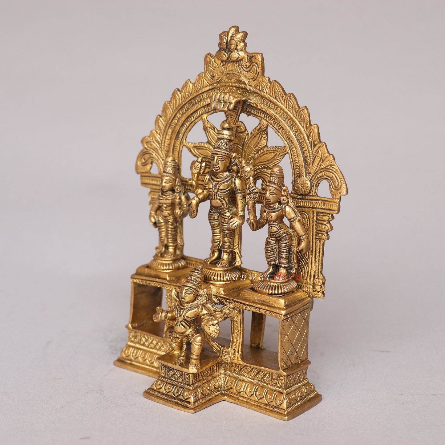 Brass Vishnu Lakshmi Idol with Prabhavali