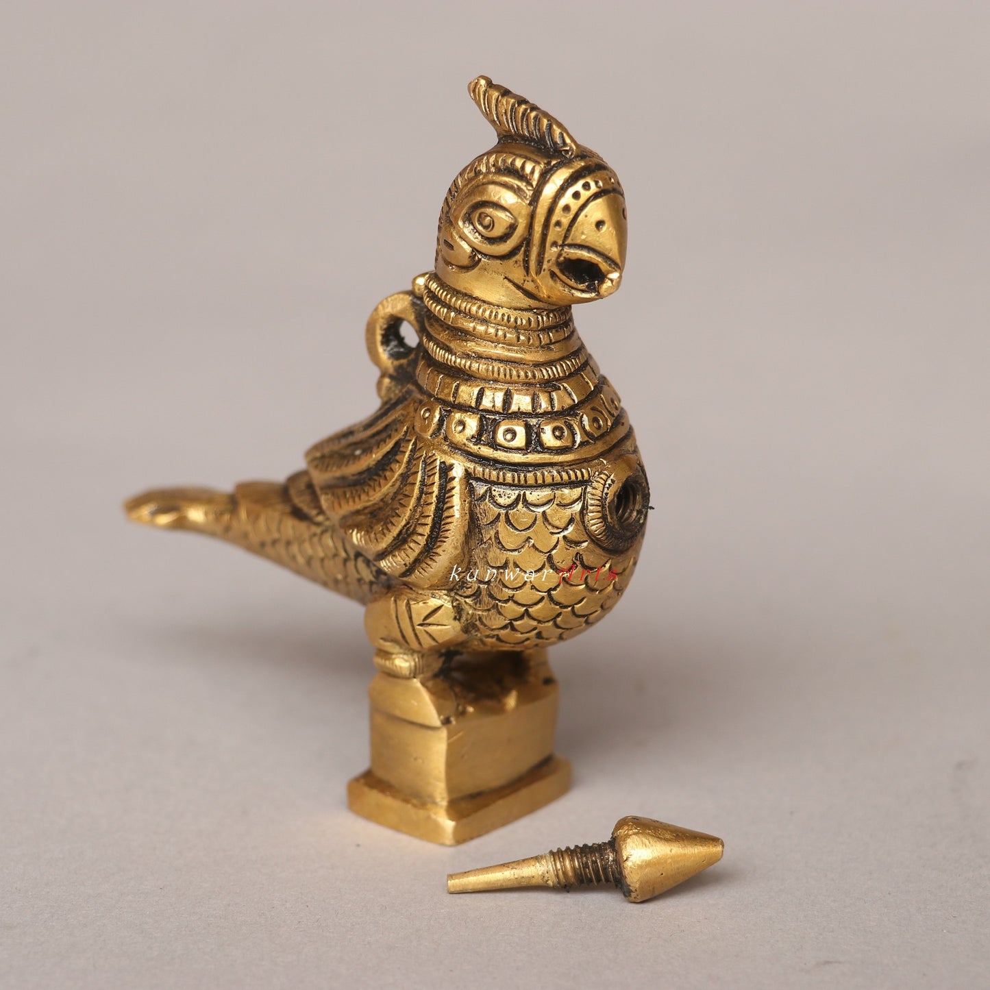 Brass Parrot Surmendani Bird Figurine