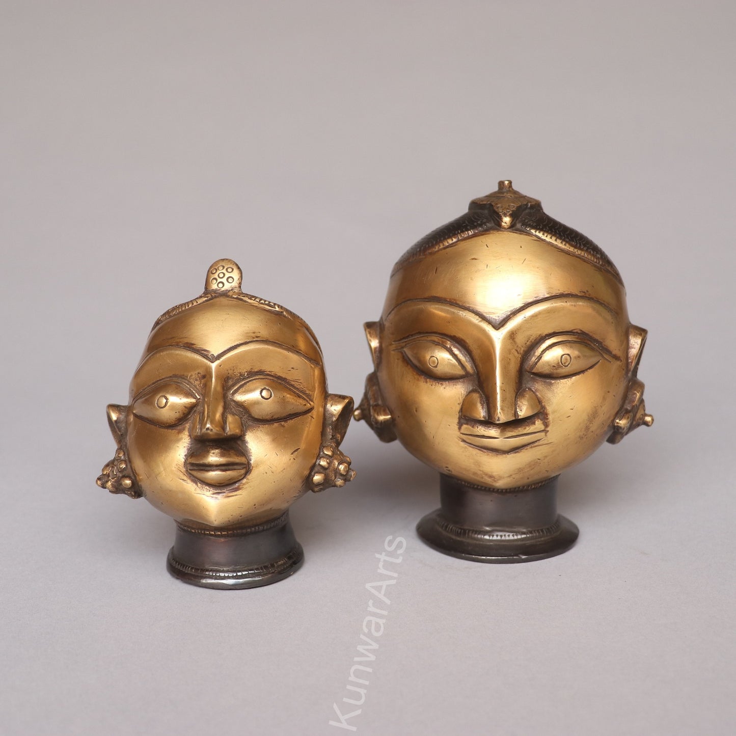 Brass Shiva Gauri Mukhlingam Head Black Gold