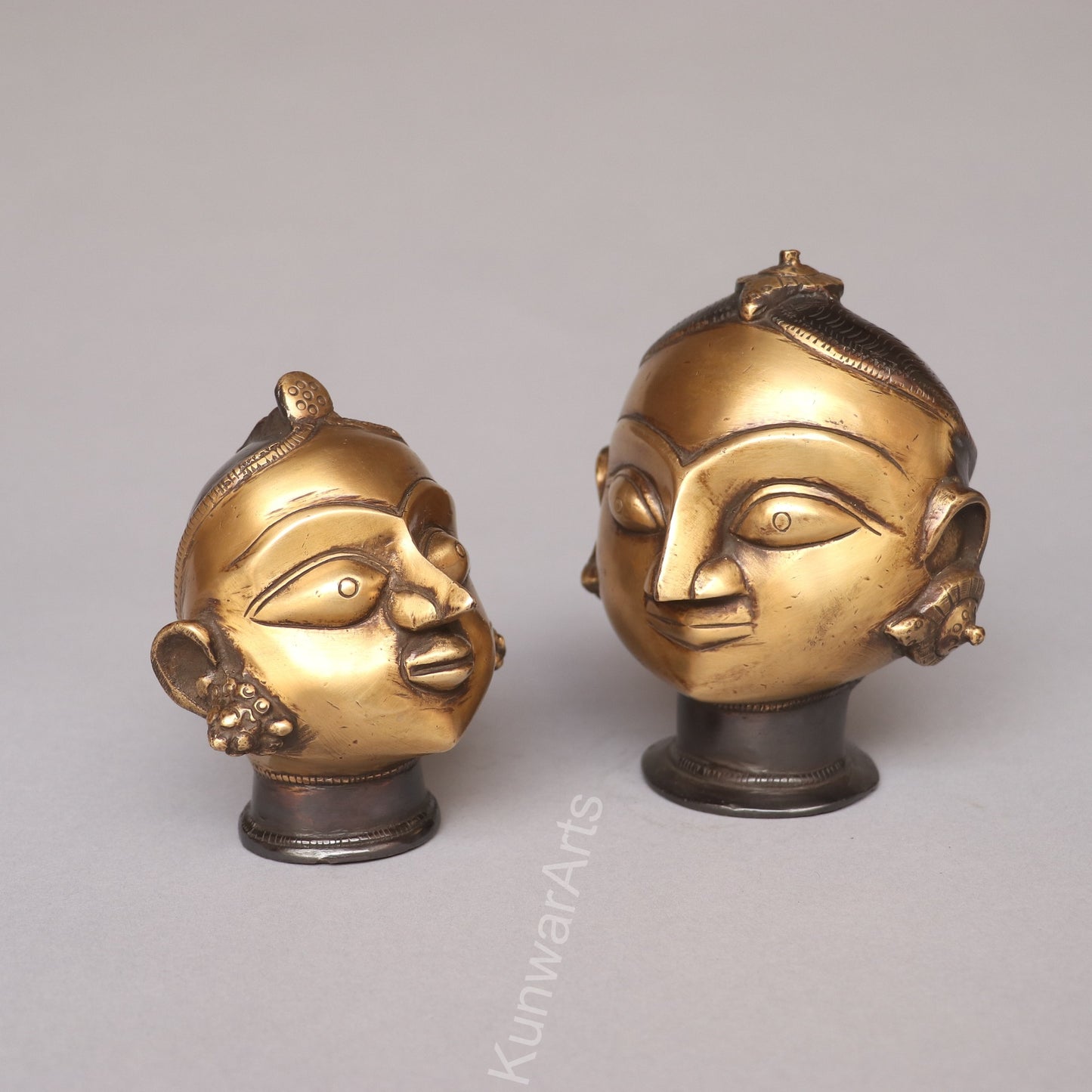 Brass Shiva Gauri Mukhlingam Head Black Gold